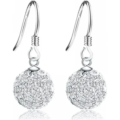 Elegant .15ct White Topaz Ball Dangle Earrings