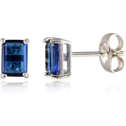 18k Gold-Plated Emerald 2.00ct Blue Sapphire Earrings