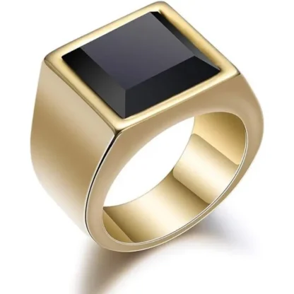 Gold-Plated 1.00ct Black Onyx Square Signet Ring