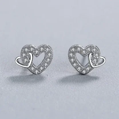 14k Gold-Plated .28ct White Sapphire Heart Earrings - Image 2