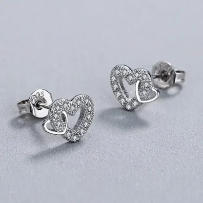 14k Gold-Plated .28ct White Sapphire Heart Earrings - Image 3