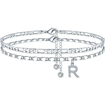 Elegant .50ct White Topaz Initial "R" Anklet