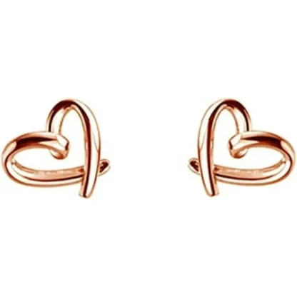 Minimalist Rose Gold-Plated Twisted Heart Earrings