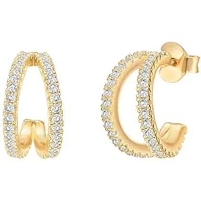 14k Gold-Plated .31ct White Topaz Split Hoop Earrings