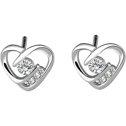 Pretty .19ct White Topaz Open Heart Stud Earrings