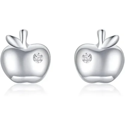 Cute .10ct White Sapphire Apple Earrings