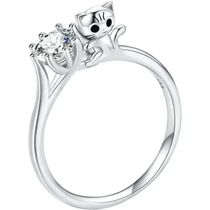 Cute .50ct White Sapphire Cat Solitaire Ring