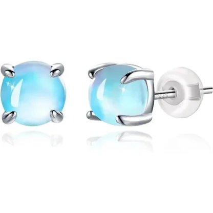 Pretty 1.00ct Rainbow Moonstone Stud Earrings