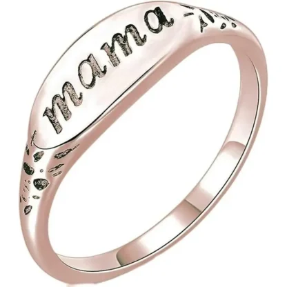 Rose Gold-Plated Mama Engraved Signet Ring