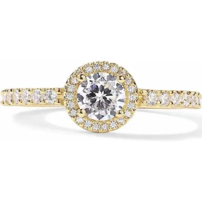 14k Gold-Plated Round 1.50ct White Topaz Halo Ring