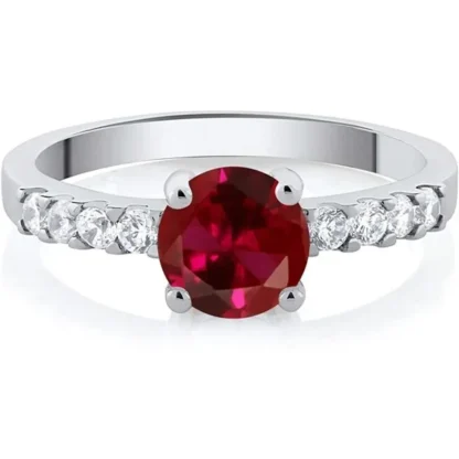 Round 1.79ct Ruby & White Topaz Solitaire Ring