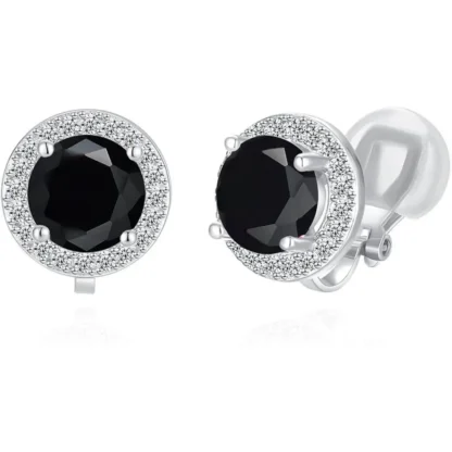 Pretty 4.08ct Onyx & White Topaz Clip On Earrings