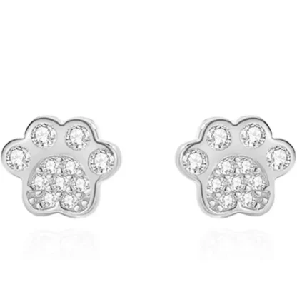 Cute Round .44ct White Topaz Tiny Paws Earrings