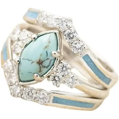 Unique .32ct White Sapphire & Turquoise Ring