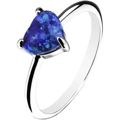 Heart Cut .46ct Blue Opal Solitaire Ring