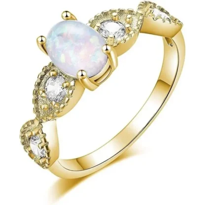 Oval 1.33ct White Fire Opal & White Topaz Ring