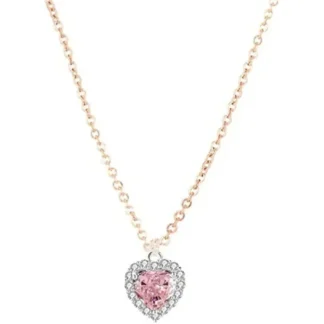 14k Gold-Plated .80ct Pink Sapphire Heart Necklace