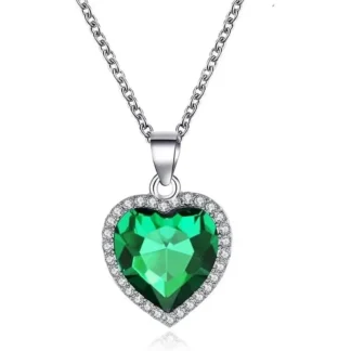 Beautiful Heart 3.58ct Emerald & Topaz Necklace