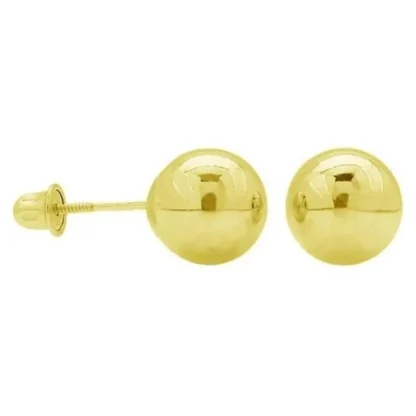 14k Gold Bead Screw Back Stud Earrings