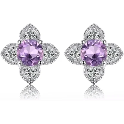 Amethyst Flower Stud Earrings